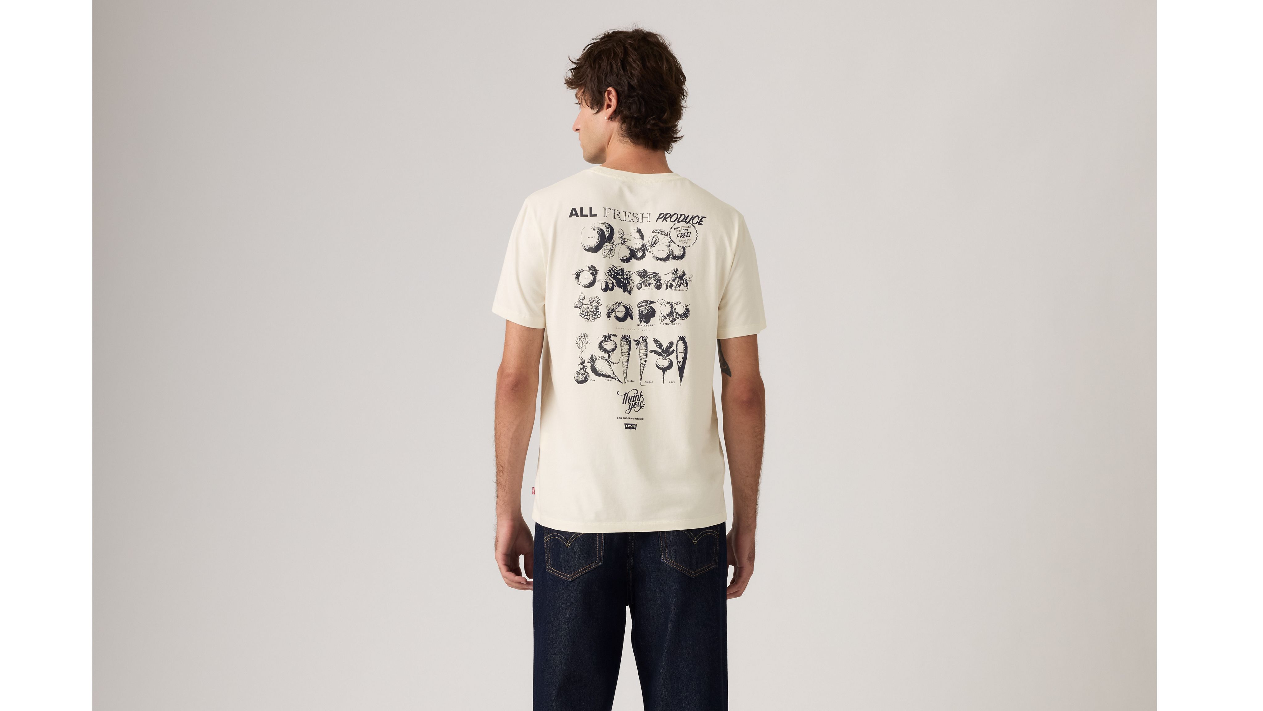 

Классическая футболка с рисунком Levi's, Fresh Food Egret - White