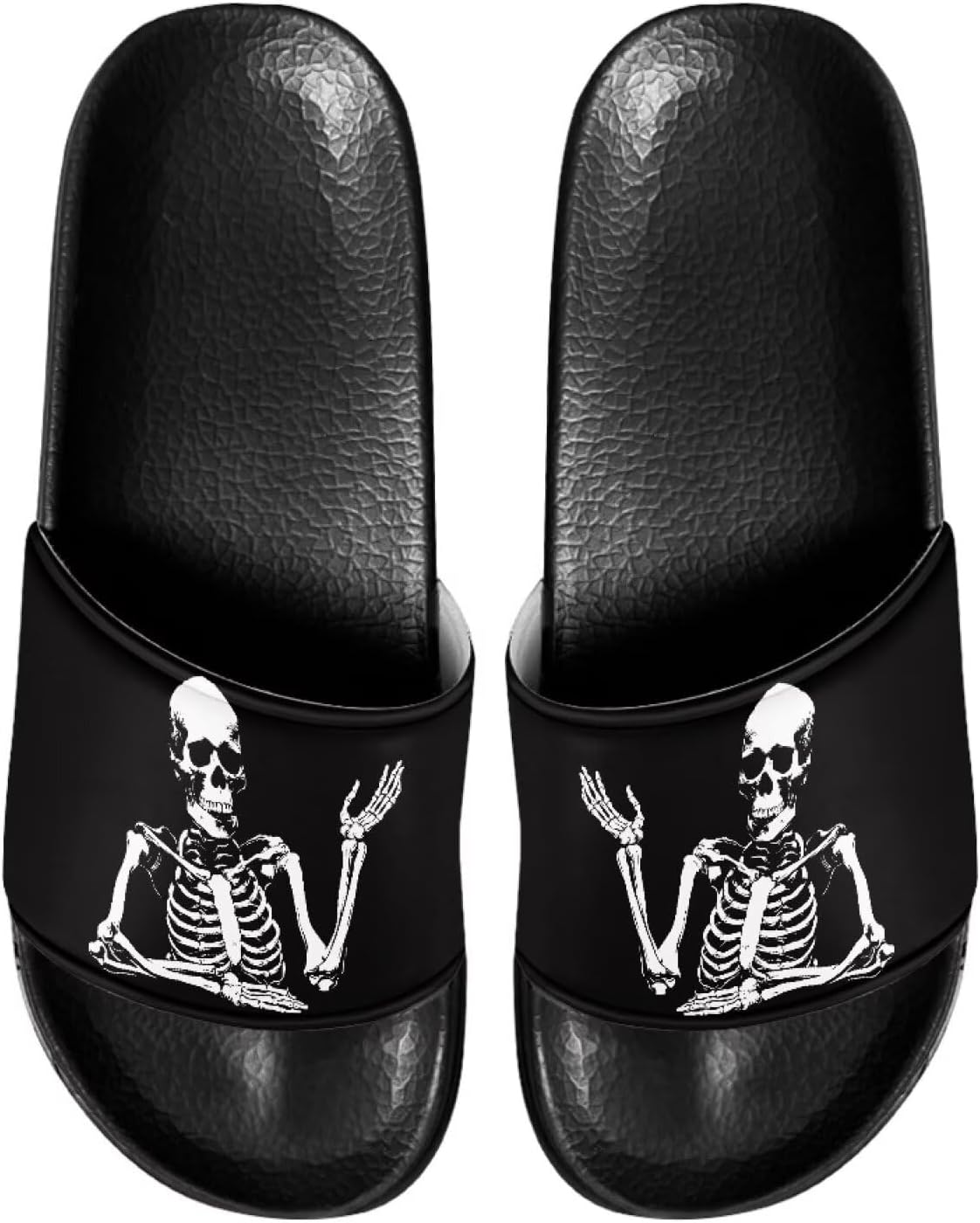 

Мужские шлепанцы с нескользящей подошвой, для ванной, быстросохнущие, легкие, подходят для душа, пляжа и повседневной прогулки Ocwfudsx, Skull Skeleton