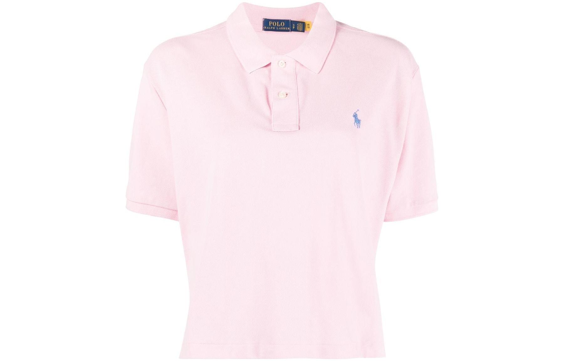 

Короткая укороченная поло Ralph Lauren, розовая