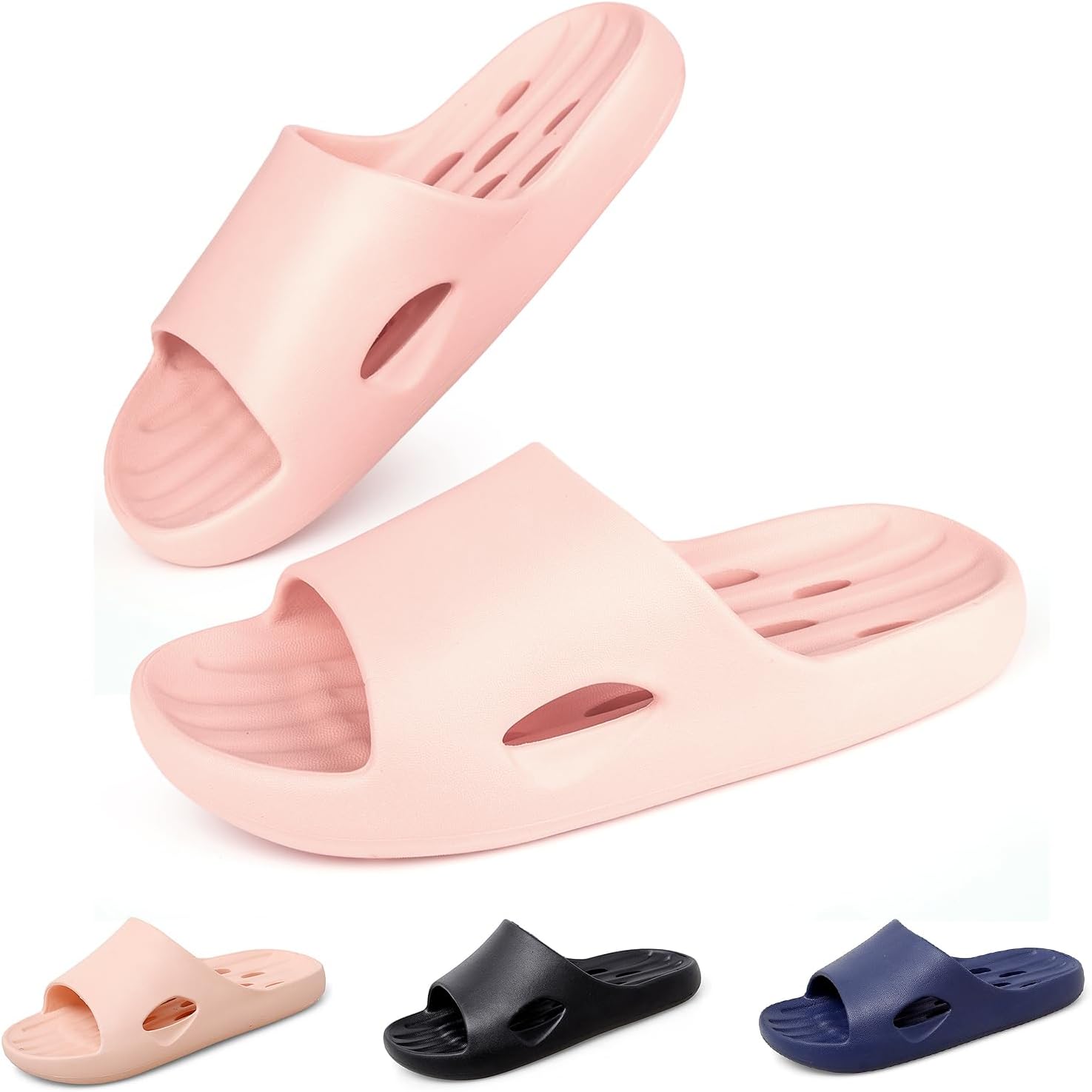 

Мужские шлепанцы для душа Loniuy с быстрой сушкой, нескользящие, с отверстиями для слива, легкие и удобные, для дома, общежития, ванной, пляжа, спортзала, розовый