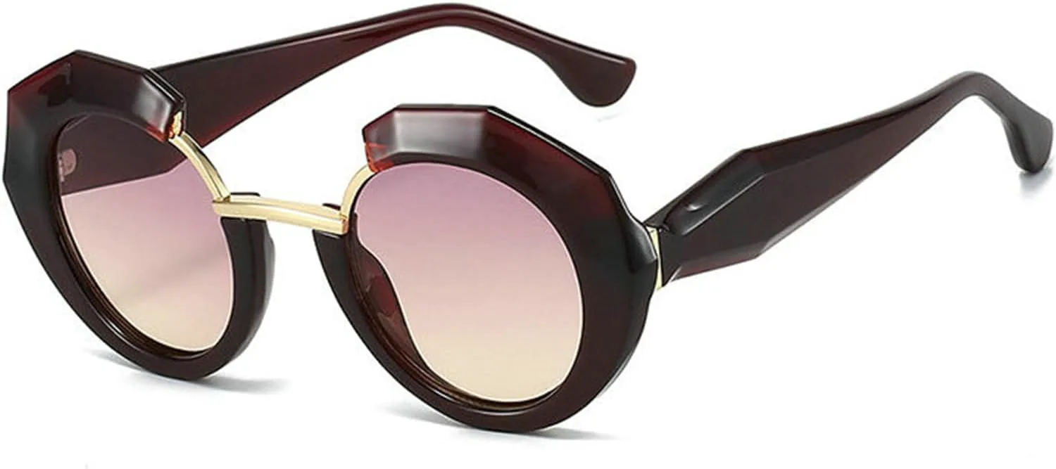 

COTIA Модные круглые солнцезащитные очки для женщин и мужчин, с оригинальным дизайном, в стиле панк, уникальные солнцезащитные очки для активного отдыха, Wine Red