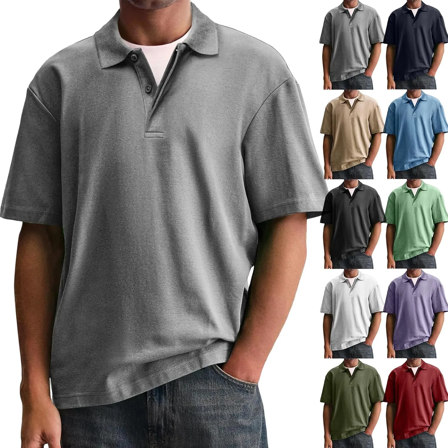 

Футболка-поло мужская с коротким рукавом, легкая и свободная