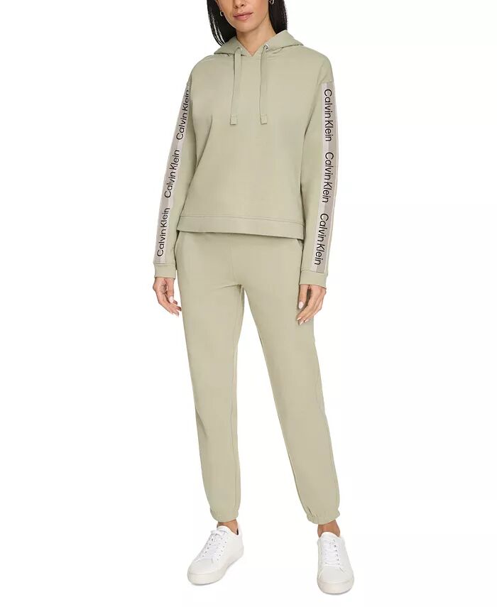 

Женская толстовка с капюшоном и логотипом в полоску Calvin Klein, коричневый