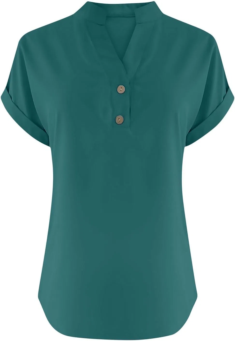 Блуза с V-образным вырезом, Cotton Linen, женская, зеленый — фото 4