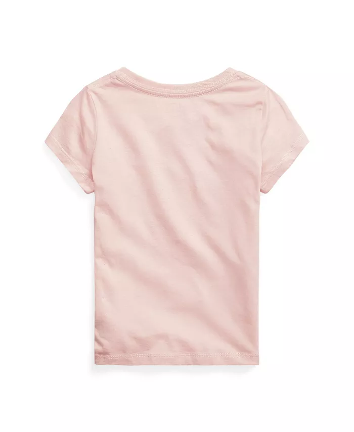 Футболка с коротким рукавом из хлопкового джерси для девочек и малышек Polo Ralph Lauren, розовый — фото 2