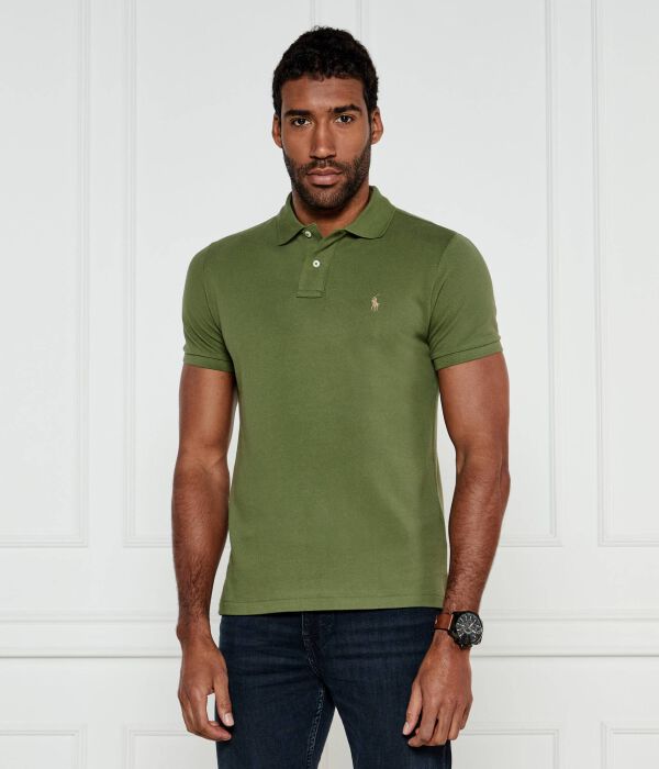 

Рубашка поло Custom slim fit Polo Ralph Lauren, хаки