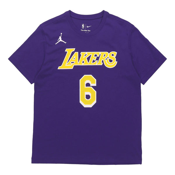 

Футболка Air Jordan Los Angeles Lakers LeBron James 6 Casual Sports Basketball Short Sleeve Purple, фиолетовый