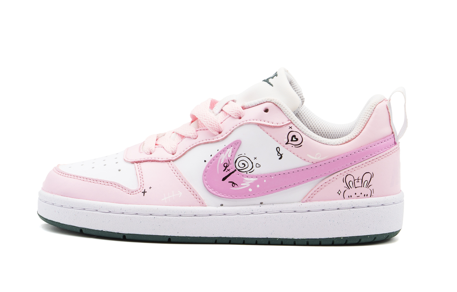 

Nike Court Borough нескользкие устойчивые к истиранию низкие детские скейтбординг кроссовки Pink для подростков