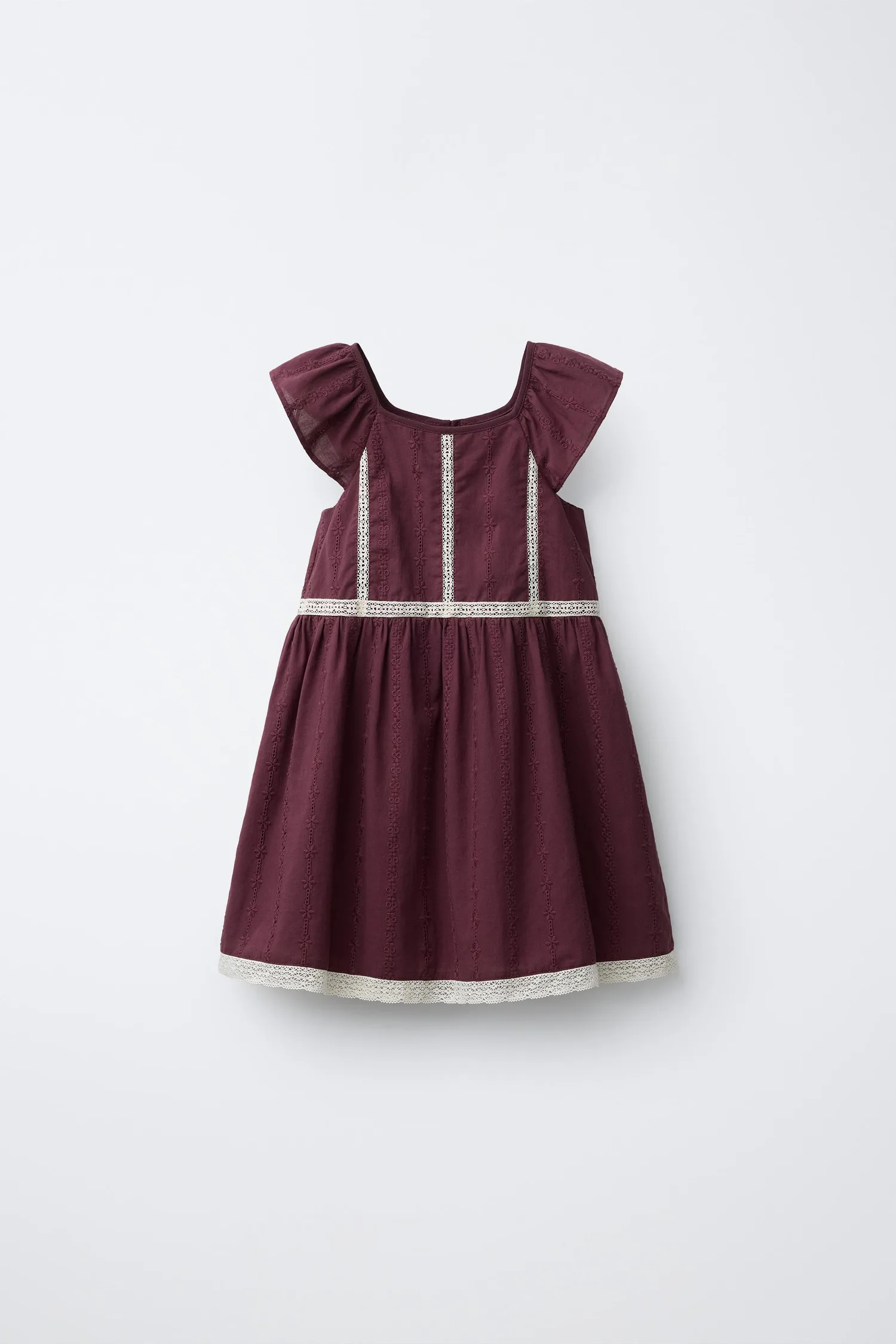Платье с кружевной отделкой Zara, бургундия