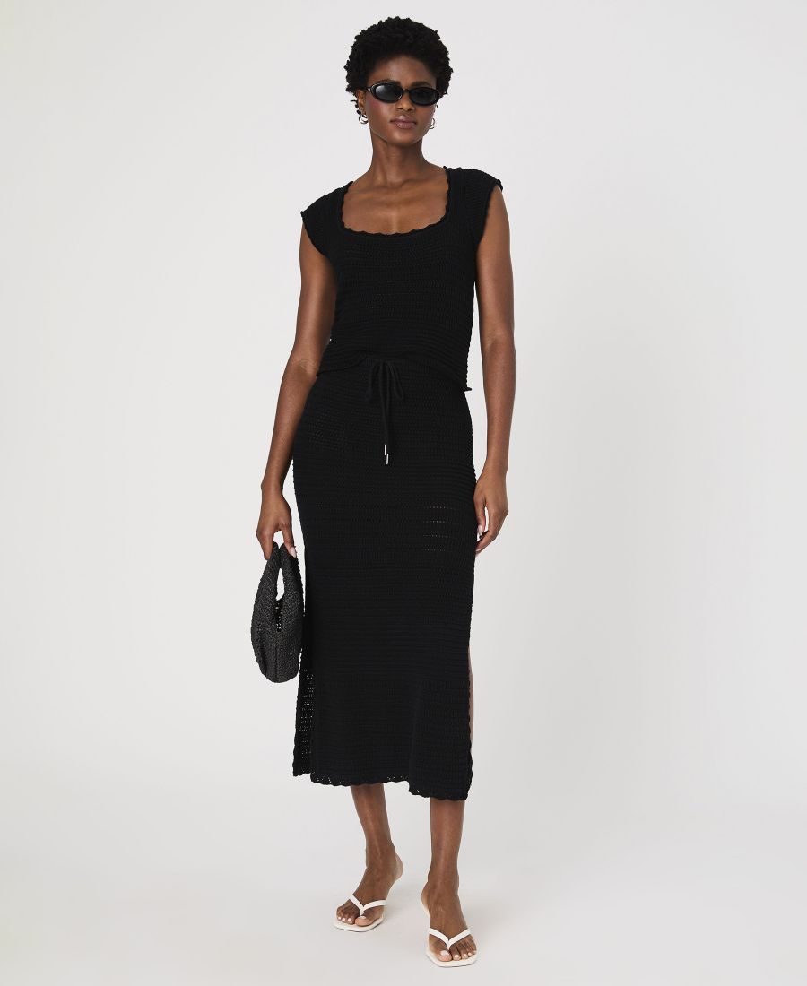 

Женская хлопковая юбка Nellis с боковым разрезом French Connection, Black