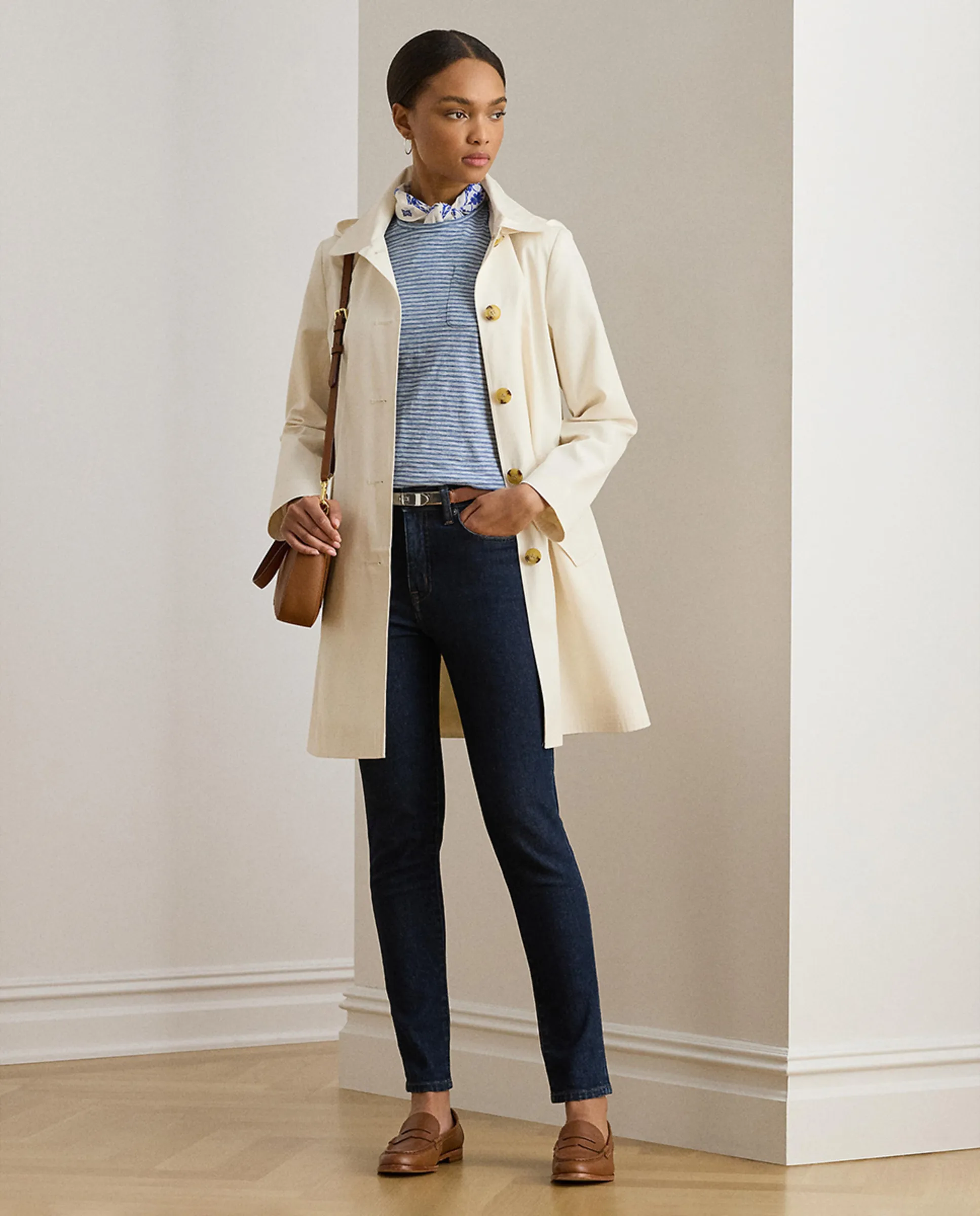 

Женская хлопковая габардиновая куртка Lauren Ralph Lauren, пастельно-розовый