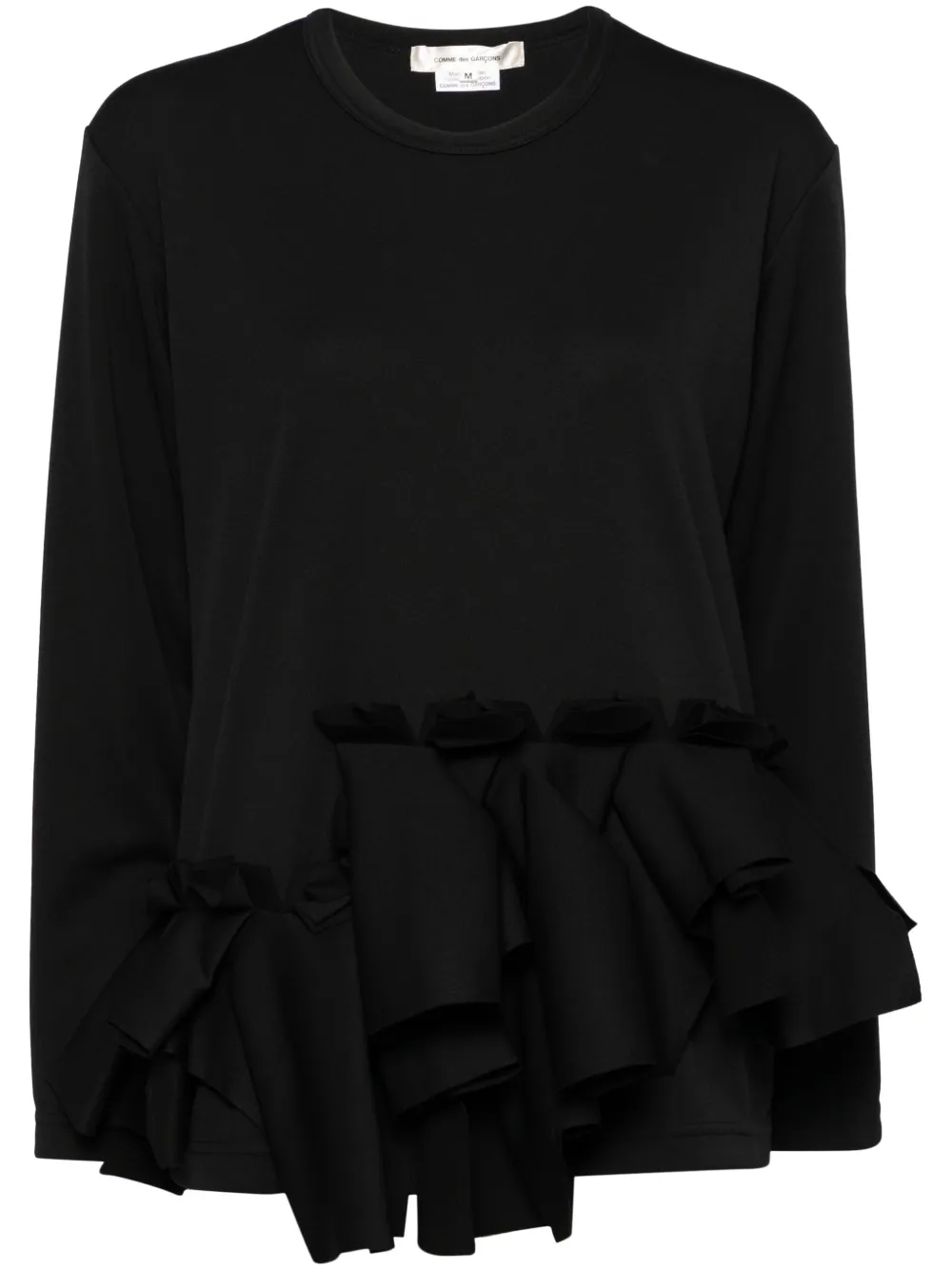 

Топ с оборками и длинными рукавами COMME DES GARCONS, черный