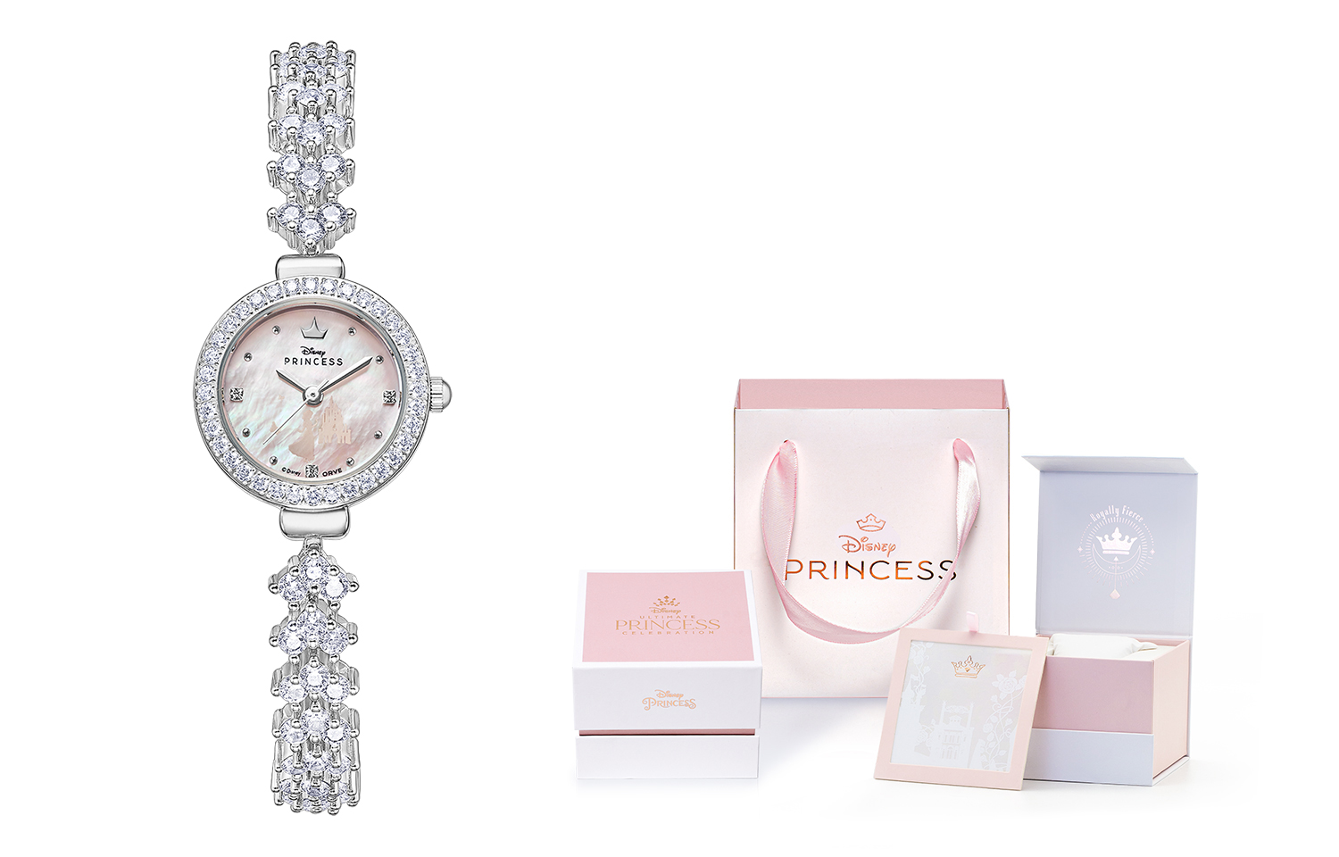

Disney Часы Princess Quartz Movement Eco Friendly Copper Strap Watch Women's Watch Mother of Pearl Color Watch Dial, Cherry Blossom Pink[Princess Box]
