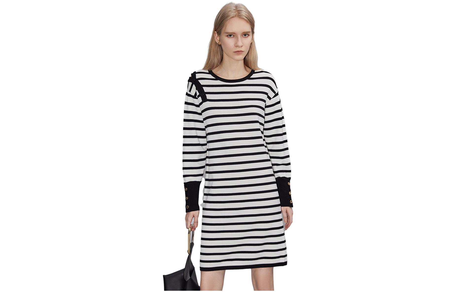 

Осеннее платье с длинным рукавом для женщин ELLE, stripes