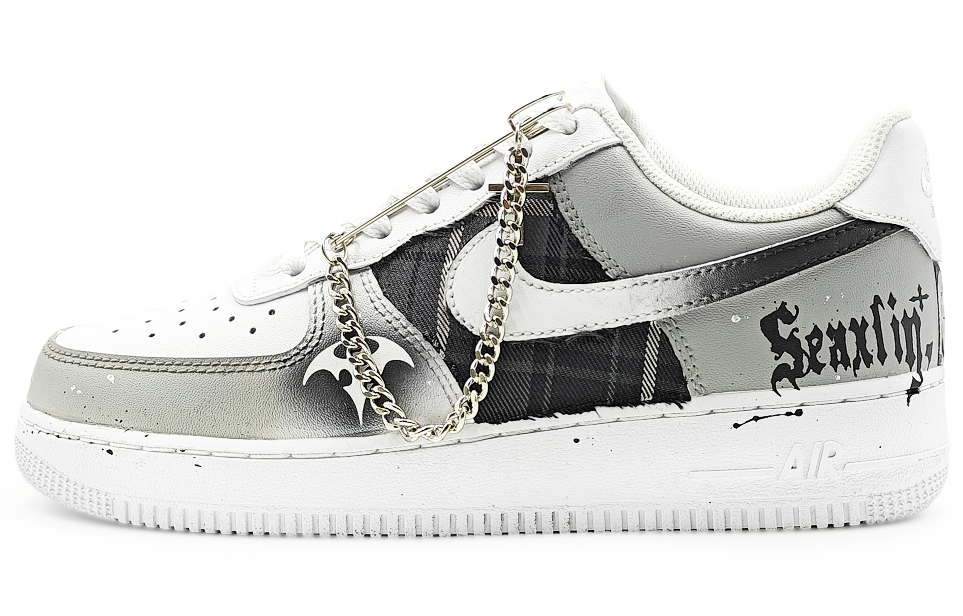 

Nike Кроссовки Air Force 1 для скейтбординга, износостойкие, низкие, мужские, черные, белые, серые