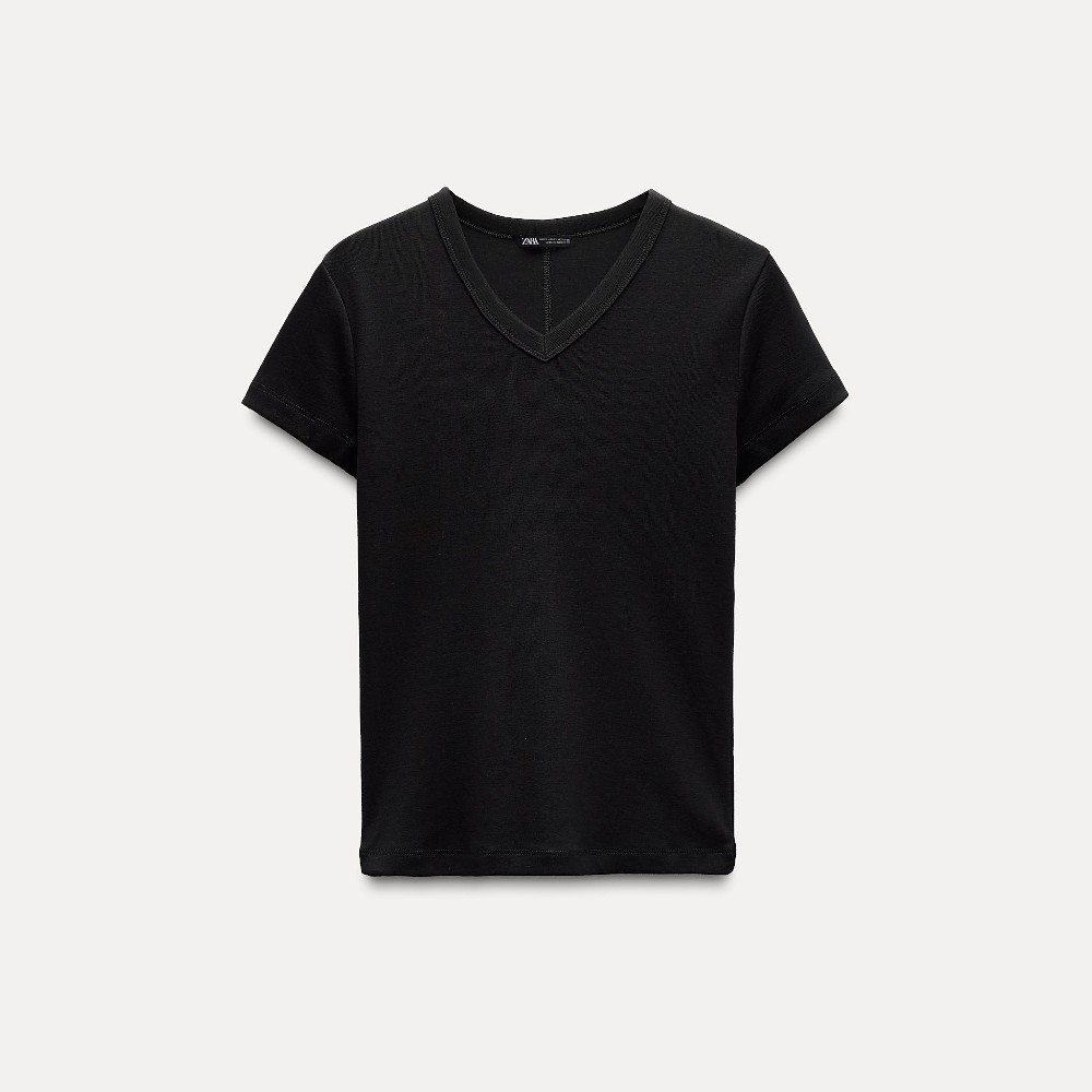 

Футболка Zara V-neck Cotton, черный