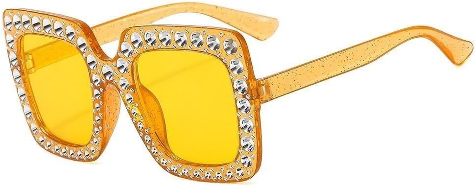 

Квадратные солнцезащитные очки со стразами для женщин, большие солнцезащитные очки с кристаллами, винтажные, с защитой от УФ-излучения UV400, в стиле уличной моды LXLHWN, One Color