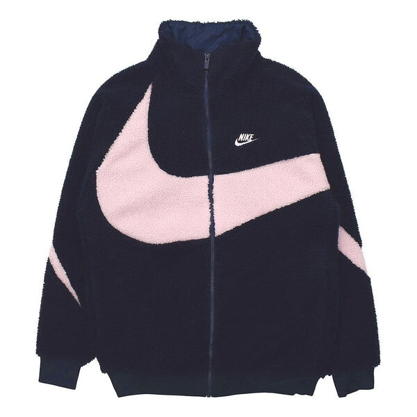 

Куртка Nike Big Swoosh Large Logo lamb's wool Stay Warm Stand Collar Jacket Obsidian Color, черный