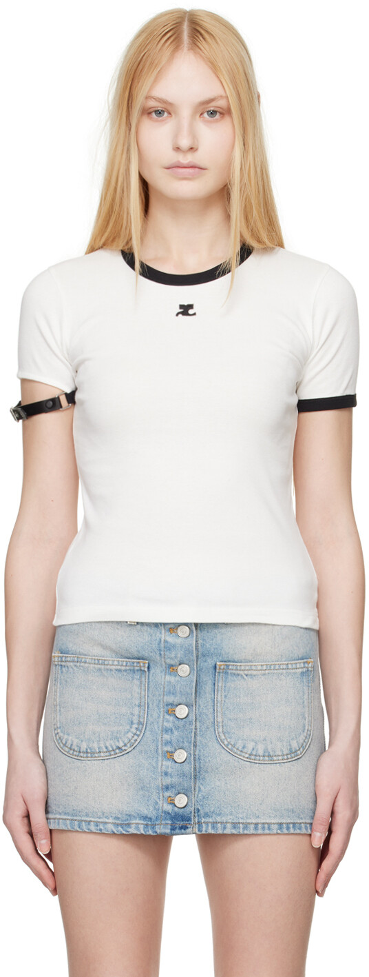 

Белая футболка с пряжкой Courreges, цвет Her white/Black