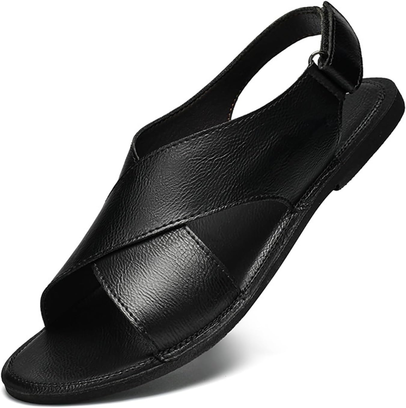 

Мужские сандалии DMGYCK из натуральной кожи, ручная работа, сандалии на плоской подошве, для улицы, летние повседневные сандалии для отпуска и пляжа, черный