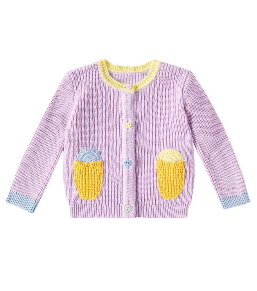 

Вышитый ребристый хлопковый кардиган Stella McCartney Kids, Wisteria