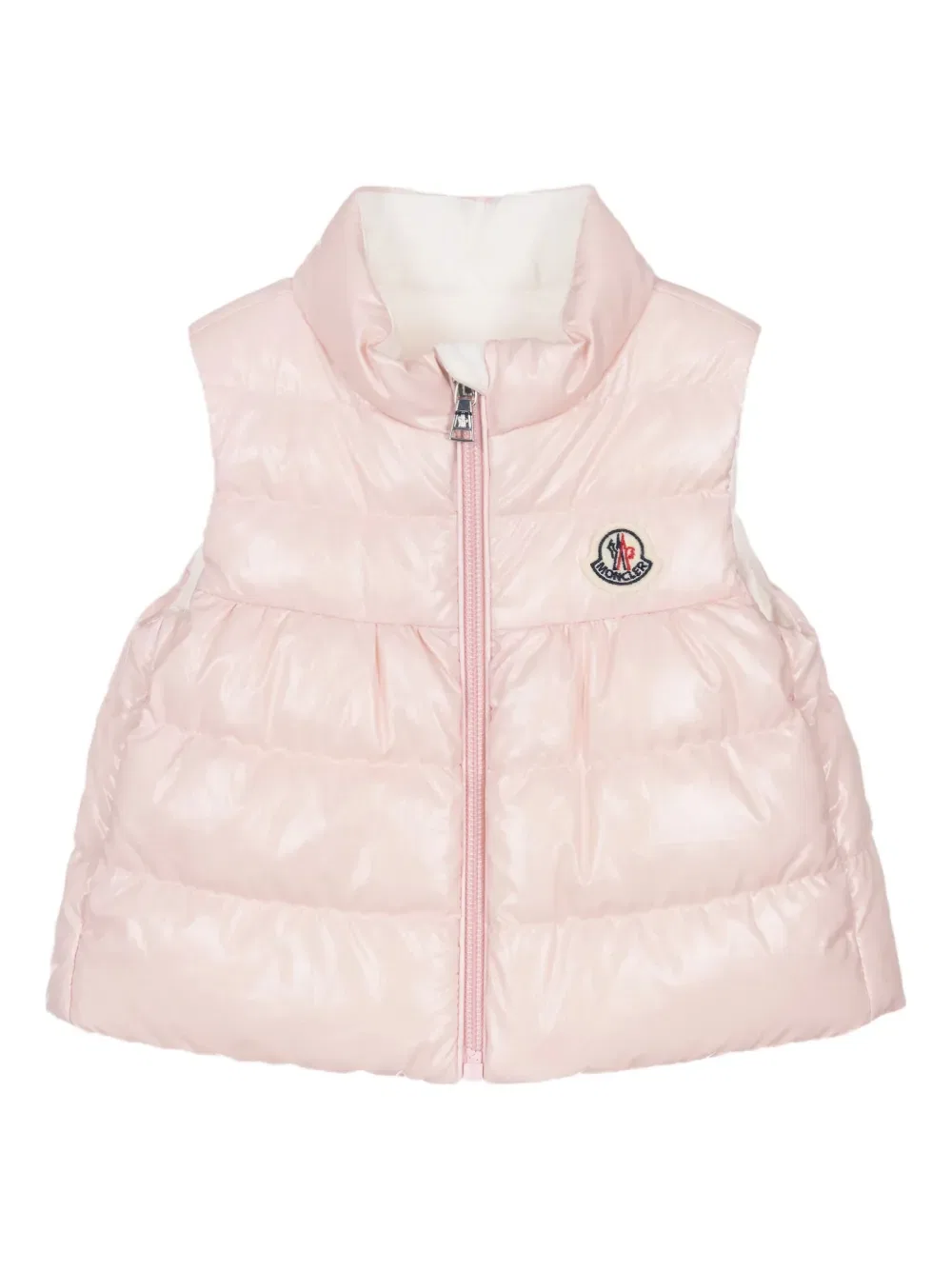 Стеганый жилет с нашивкой-логотипом Moncler Enfant, розовый