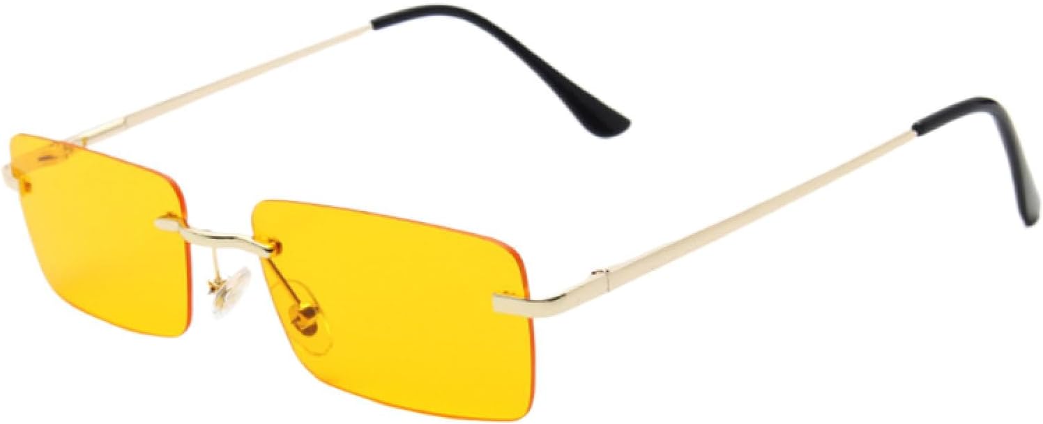 

Солнцезащитные очки с защитой от УФ-излучения UV400 | Без оправы, прозрачные, маленький размер | Для женщин и мужчин, для занятий спортом на открытом воздухе и вождения DSVIGF, 06 Gold-yellow