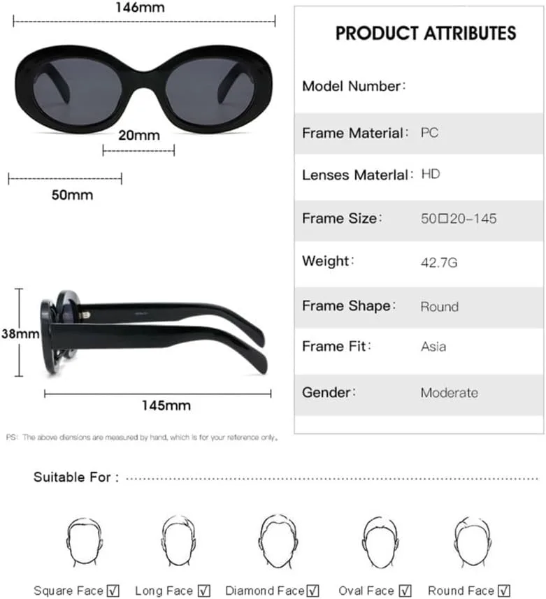 

Солнцезащитные очки овальной формы с металлическими шарнирами для женщин, солнцезащитные очки с мраморным рисунком для женщин и мужчин generic, Marbling Black