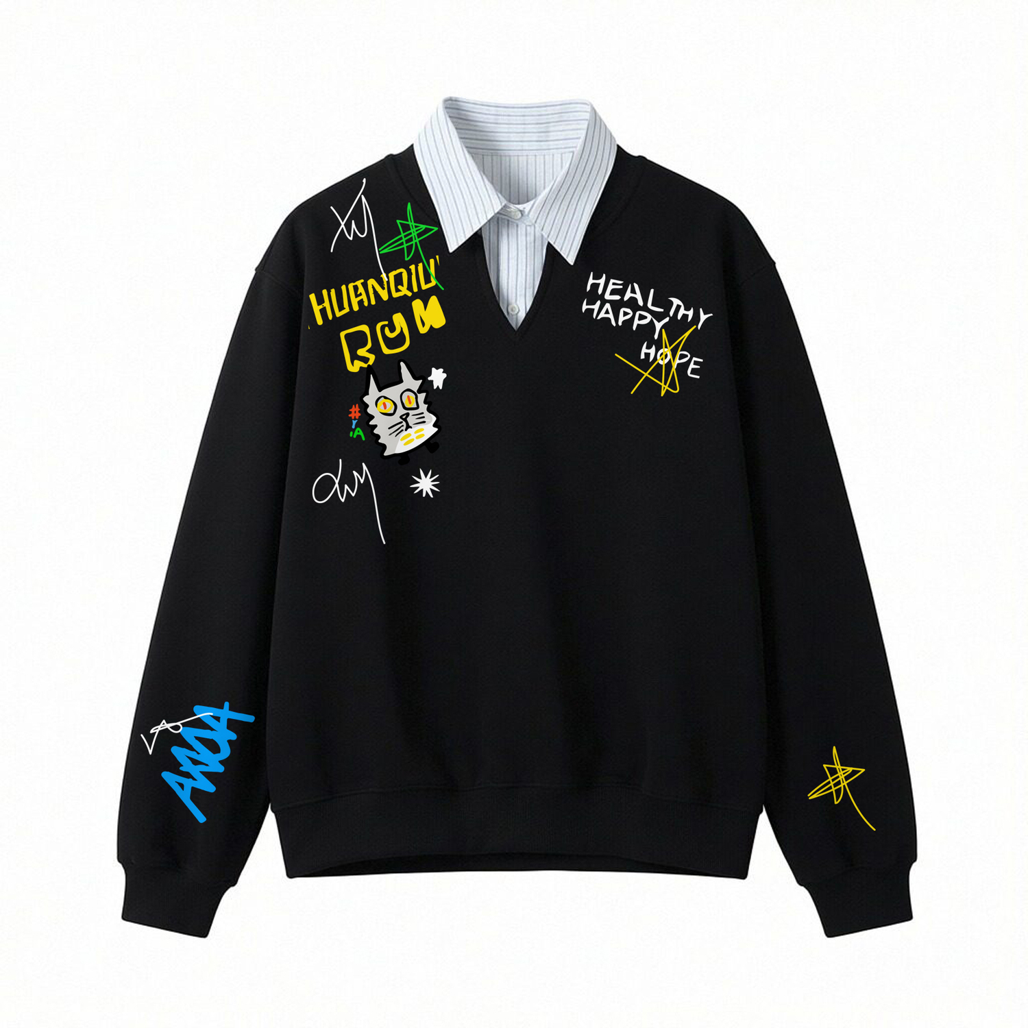 

Футболка поло Unisex Polo Collar Moderate Mock Two Piece HUANQIU, черный