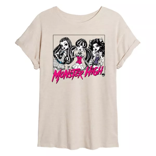 

Футболка Monster High с принтом трио в рамке для подростков Licensed Character, бежевый