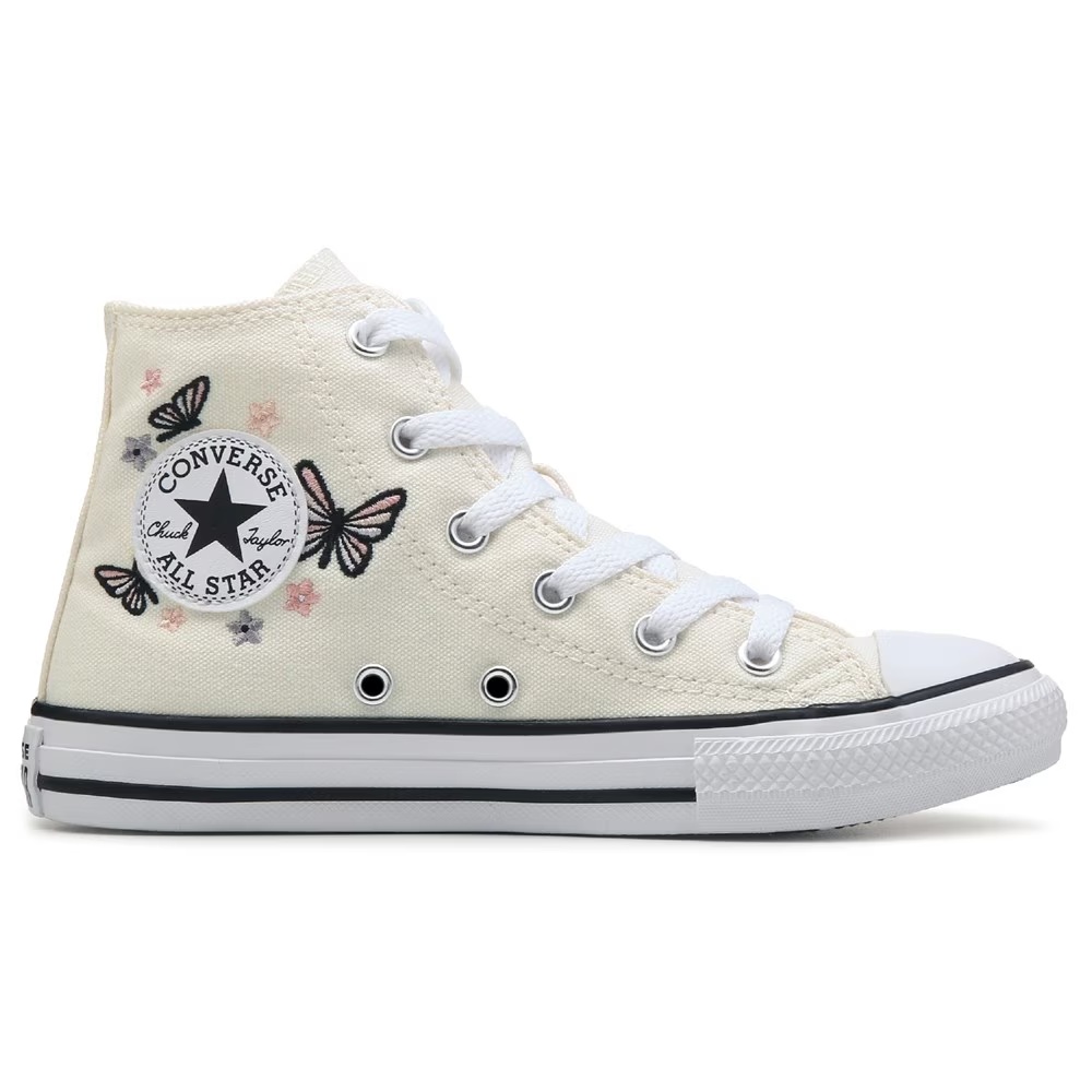 Детские кеды chuck taylor all star высокие little kid Converse, off white butterfly — фото 2