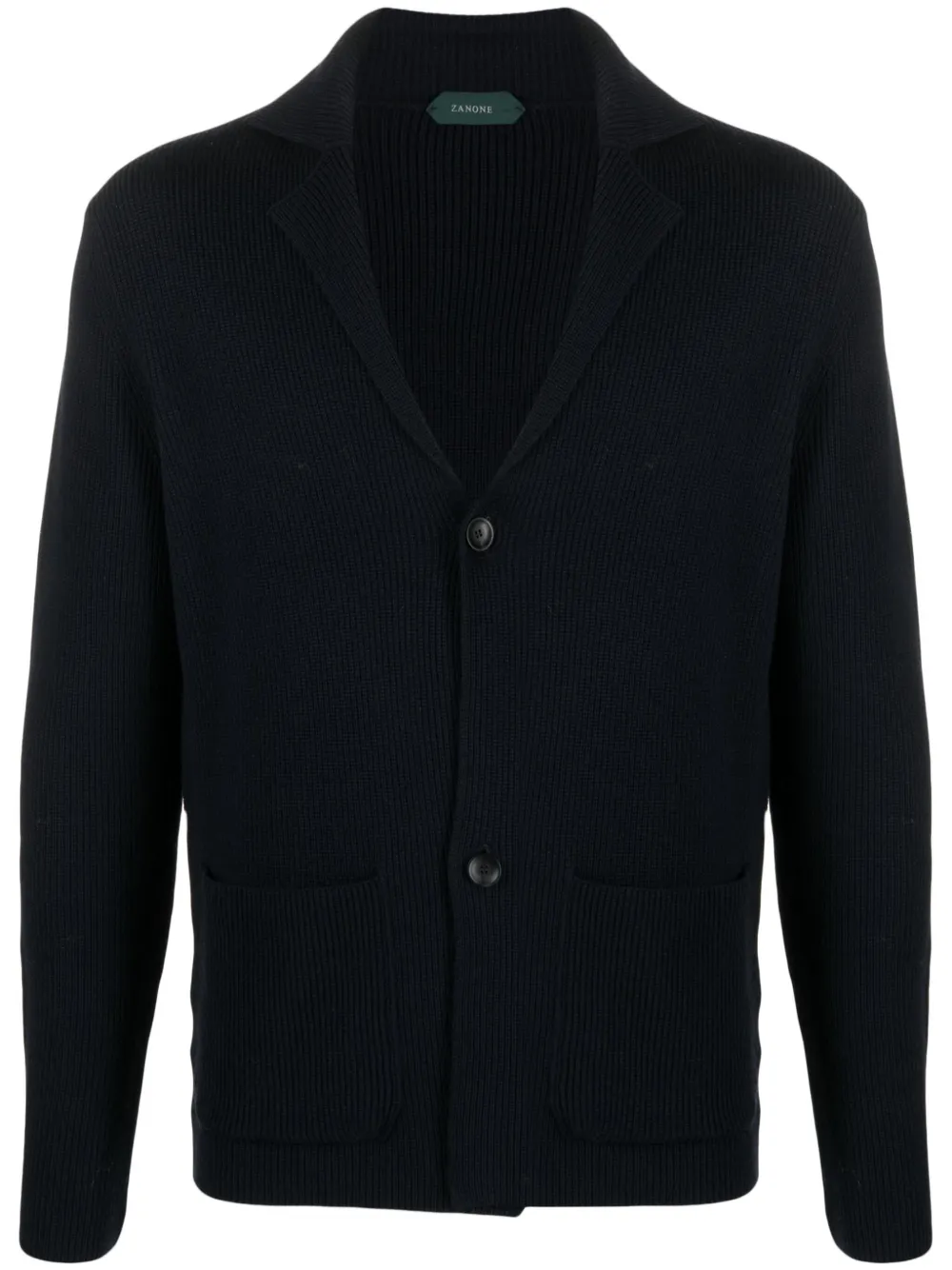 

Пиджак из вирджинской шерсти с заостренными лацканами Zanone, синий