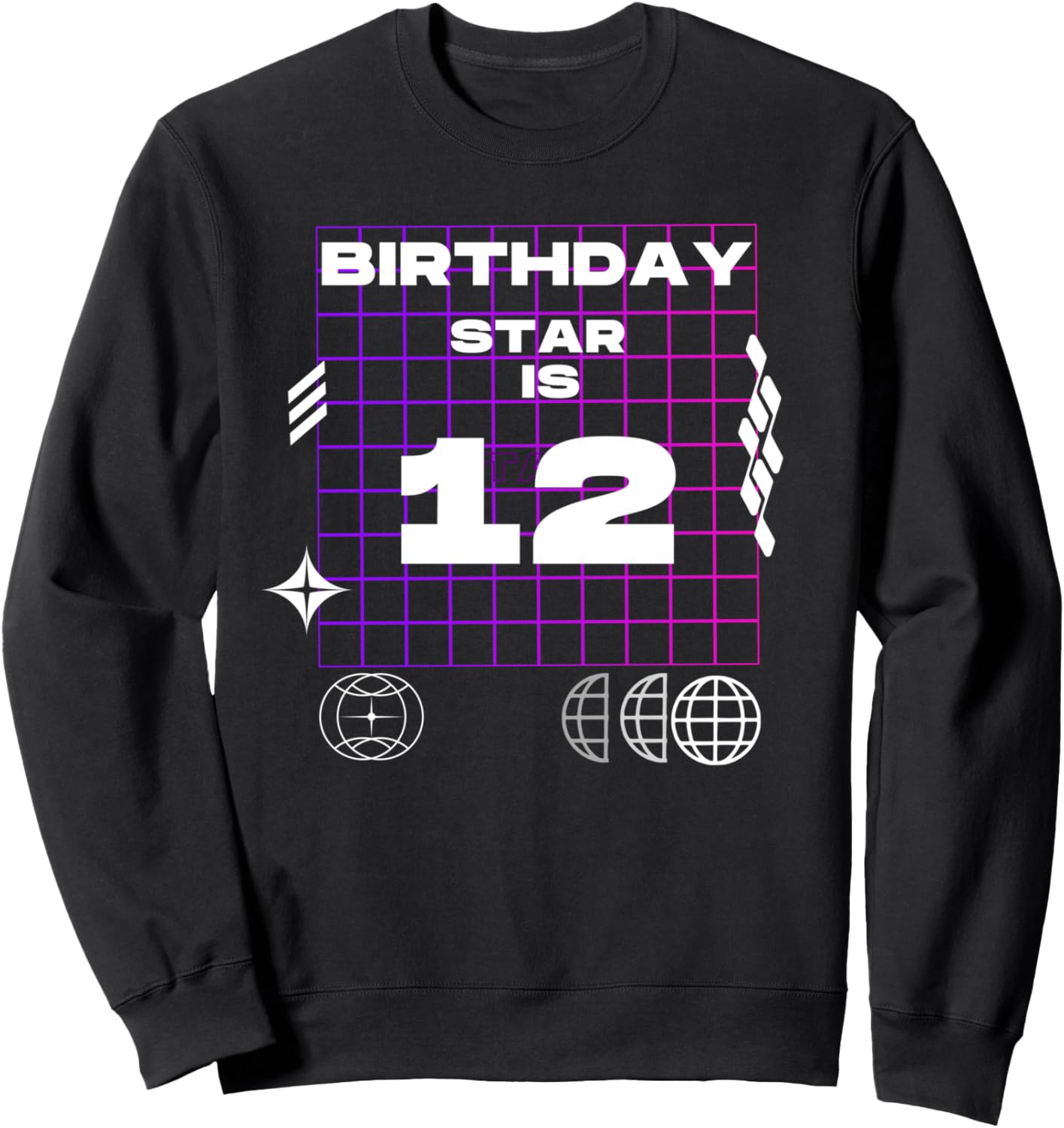 

Футболка с надписью «Birthday Star is 12 years old Purple 12th Birthday Party» Family Look Purple Shine Theme Decorations Gifts, черный
