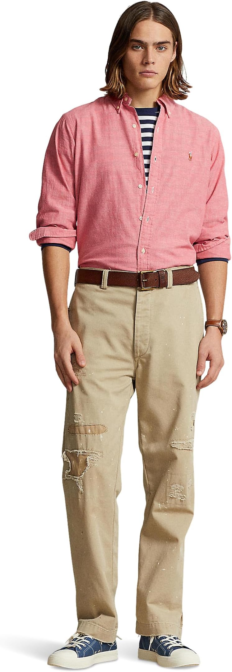 Рубашка Polo Ralph Lauren Classic Fit Chambray Shirt, красный — фото 4