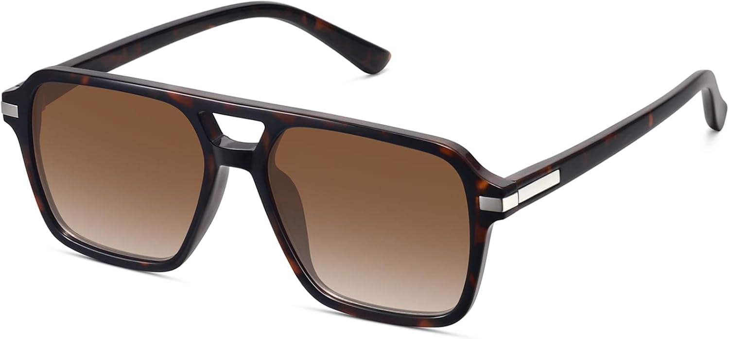 

Ретро-очки-авиаторы для женщин и мужчин, модные, классические, квадратные, в стиле 70-х, 80-х, 90-х, винтажные, с двойной перемычкой, модель FZN813 Fozono, Dark Leopard/Gradient Brown