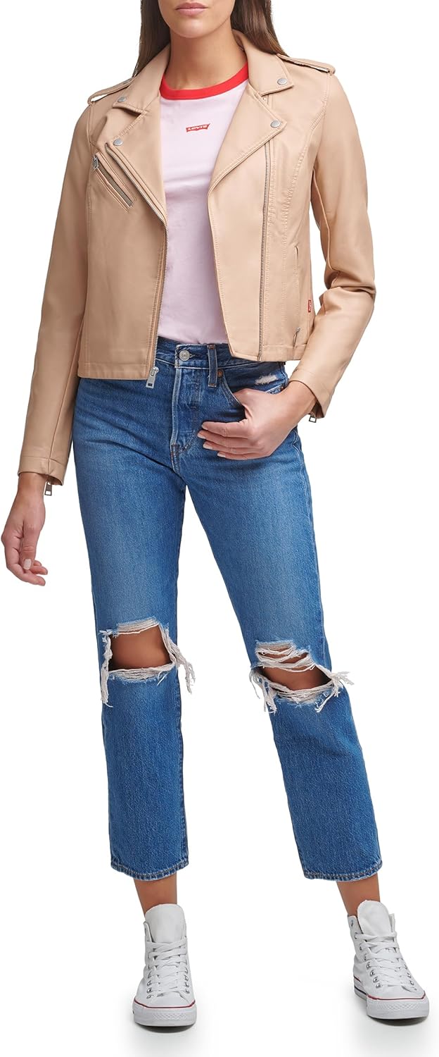 Женская классическая байкерская куртка Levi's из искусственной кожи (стандартного и большого размера), Biscotti Beige — фото 2