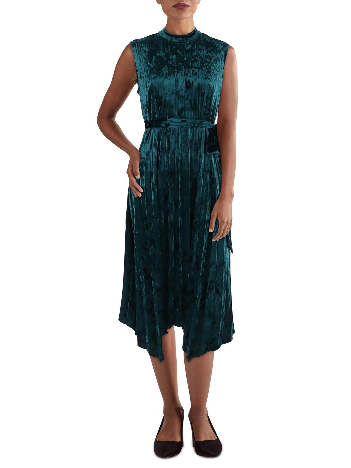 

Женское бархатное платье без рукавов Petites Fit & Flare Tahari ASL, цвет teal