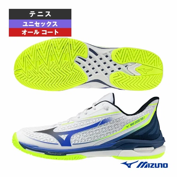 Унисекс кроссовки для тенниса «Wave Exceed Tour 7 AC» от Mizuno, (20) White X Blue X Yellow