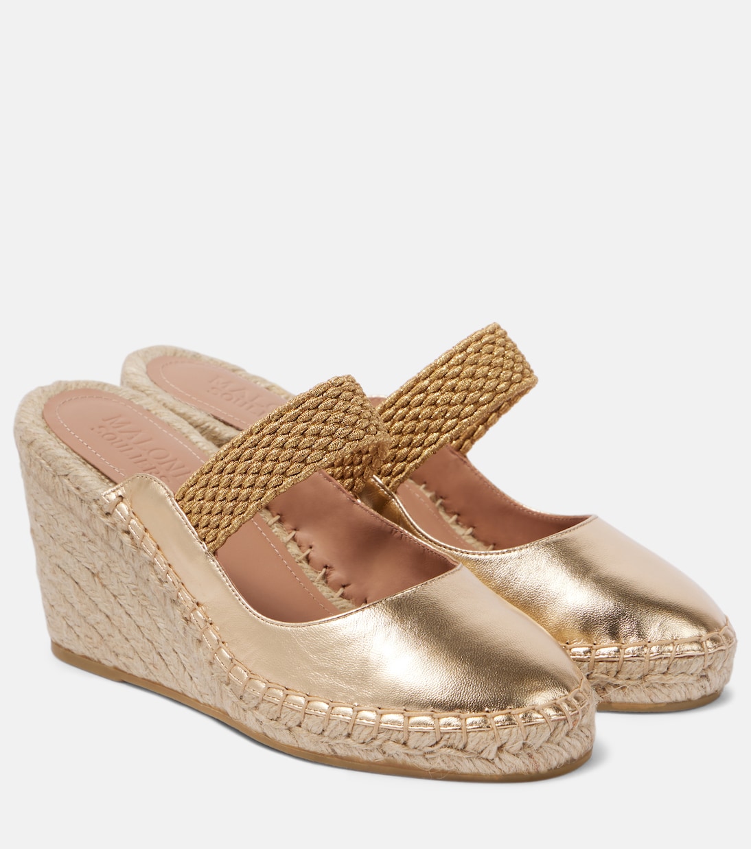 Кожаные эспадрильи Siena 70 на танкетке Malone Souliers, Antique Gold