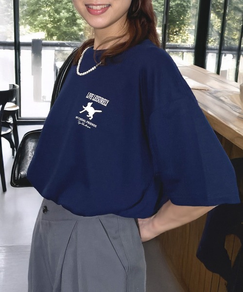 

Футболка с коротким рукавом, ретро-принт «Кот Неко» Candlestick, темно-синий