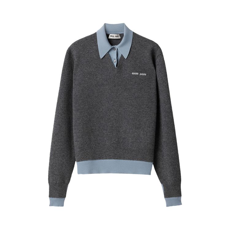 

Поло Miu Miu Cashmere Wool Polo 'Grey/Blue', серый