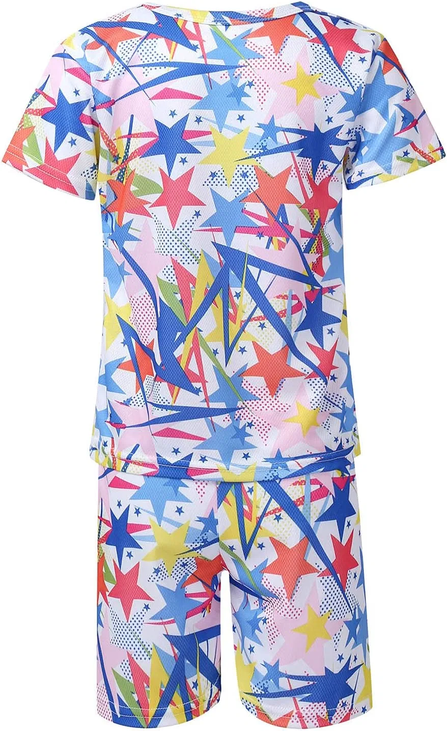 Детский спортивный костюм из дышащей ткани Kaerm, футболка и шорты, Colorful Star — фото 4