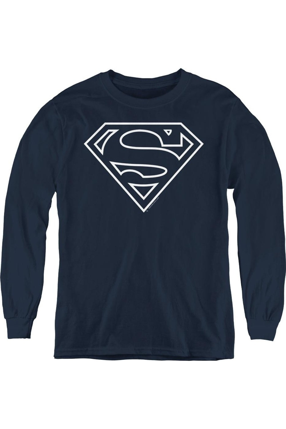 

Футболка с длинным рукавом для детей Superman в синем и белом цветах со щитом Gildan