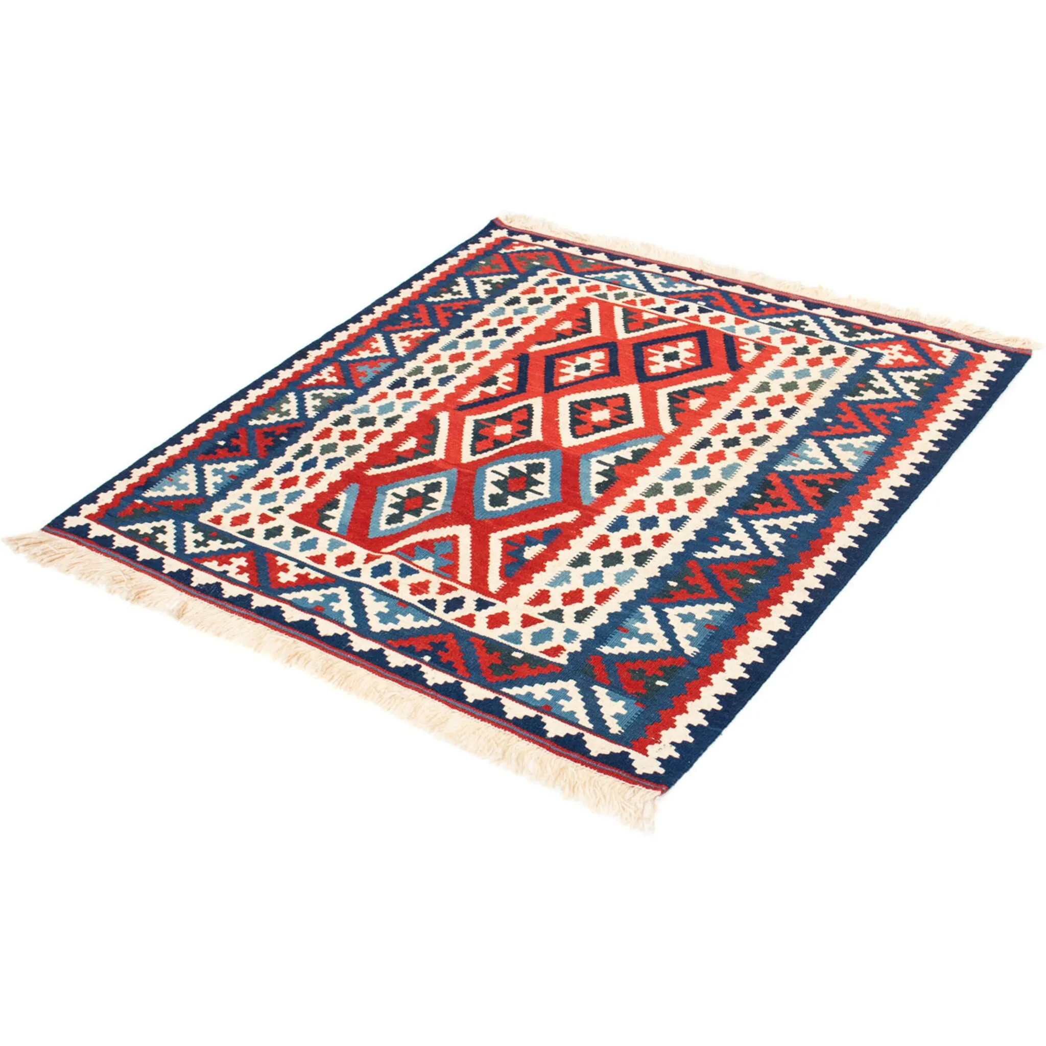 

Шерстяной ковер Morgenland «Kilim - Oriental Square - 104 x 102 см - темно-красный», квадратный, высота 6 мм, гостиная, цельный