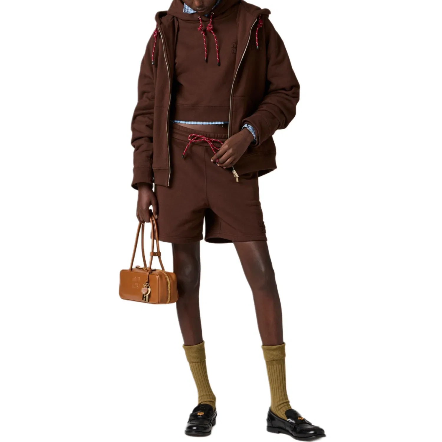 Шорты из хлопка MIU MIU, Brown — фото 3