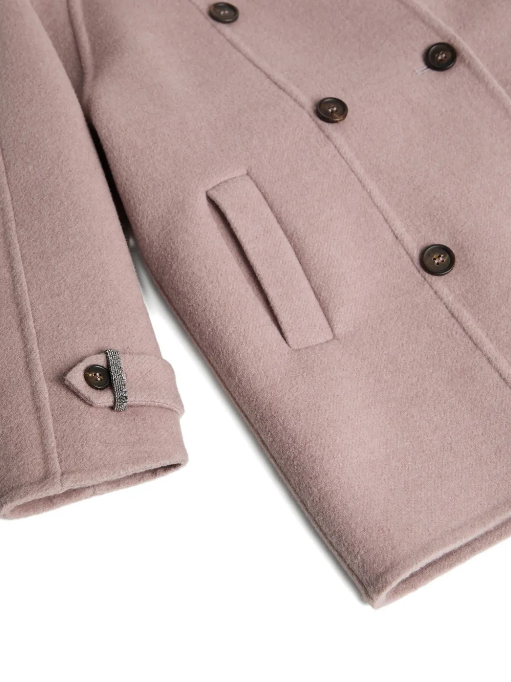 Шерстяное двубортное пальто Brunello Cucinelli Kids, розовый — фото 3