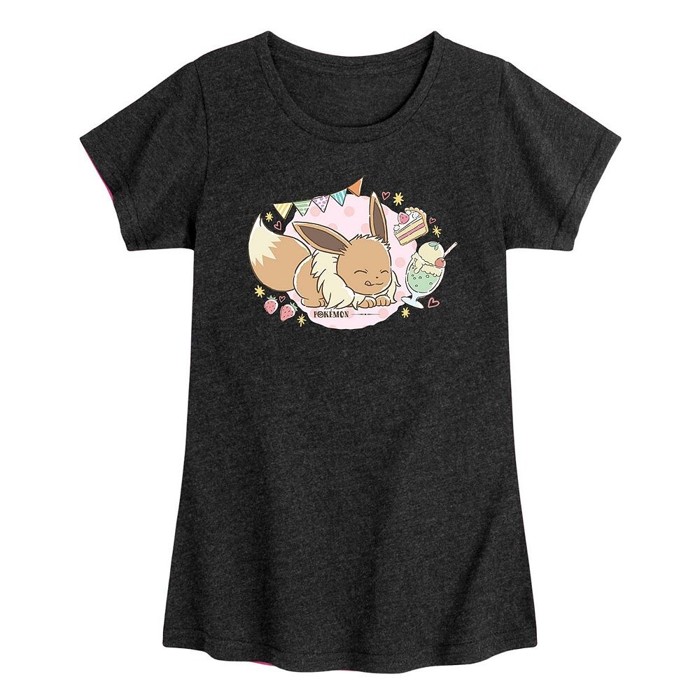 

Футболка с рисунком Pokemon Cafe Eevee для девочек 7–16 лет, цвет Heather Black