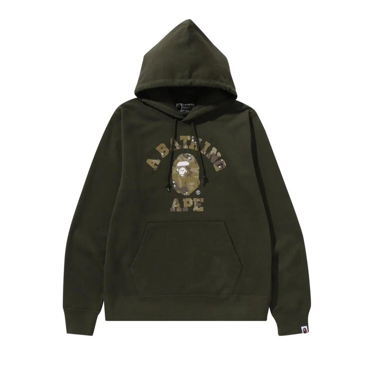 

Худи BAPE Bitmap College Pullover Hoodie, цвет Olive Drab