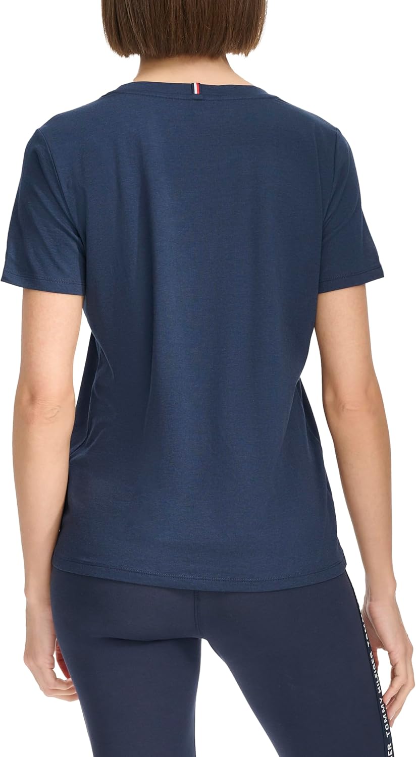 Женская футболка с короткими рукавами и монохромным логотипом Tommy Hilfiger, Navy — фото 4
