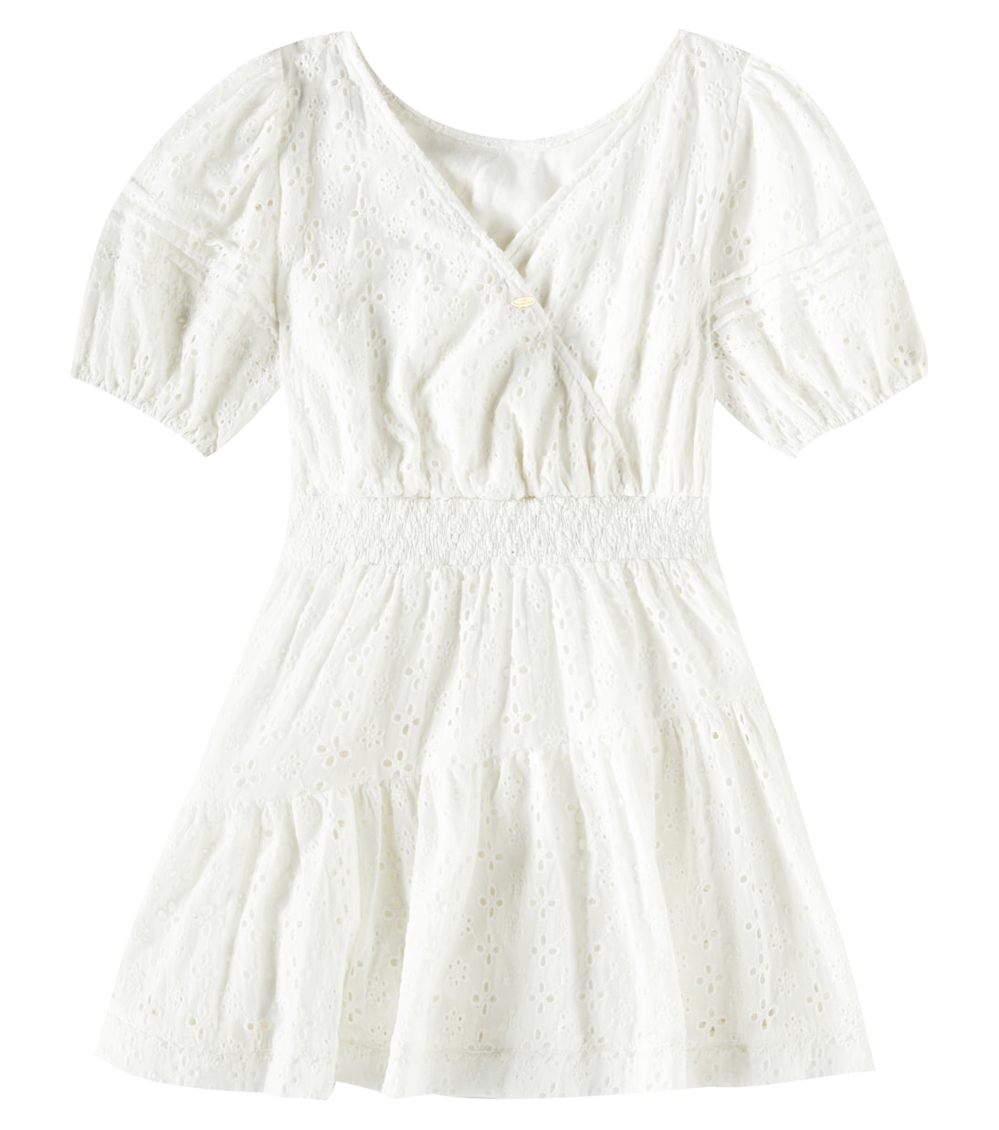 Платье из хлопка Chantal с вышивкой ришелье Poupette St Barth Kids, Natural White Plain — фото 4